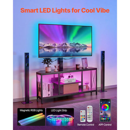 C240414S-01 - 45" Floor TV Stand with Mount & LED Lighting for 32-75" TVs