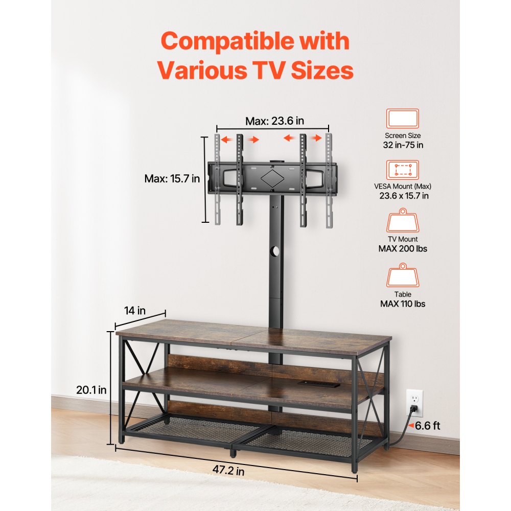 C240415S-01 - 48" TV Stand with Built-In Mount & Storage Space