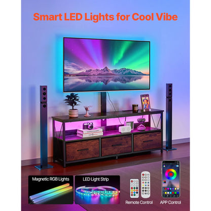 C240413S-01 - 52" TV Stand with Mount for 32-75" TVs, LED Lights