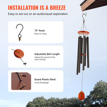 W22030 - 41-Inch Deep Tone Aluminum Wind Chimes for Outdoors
