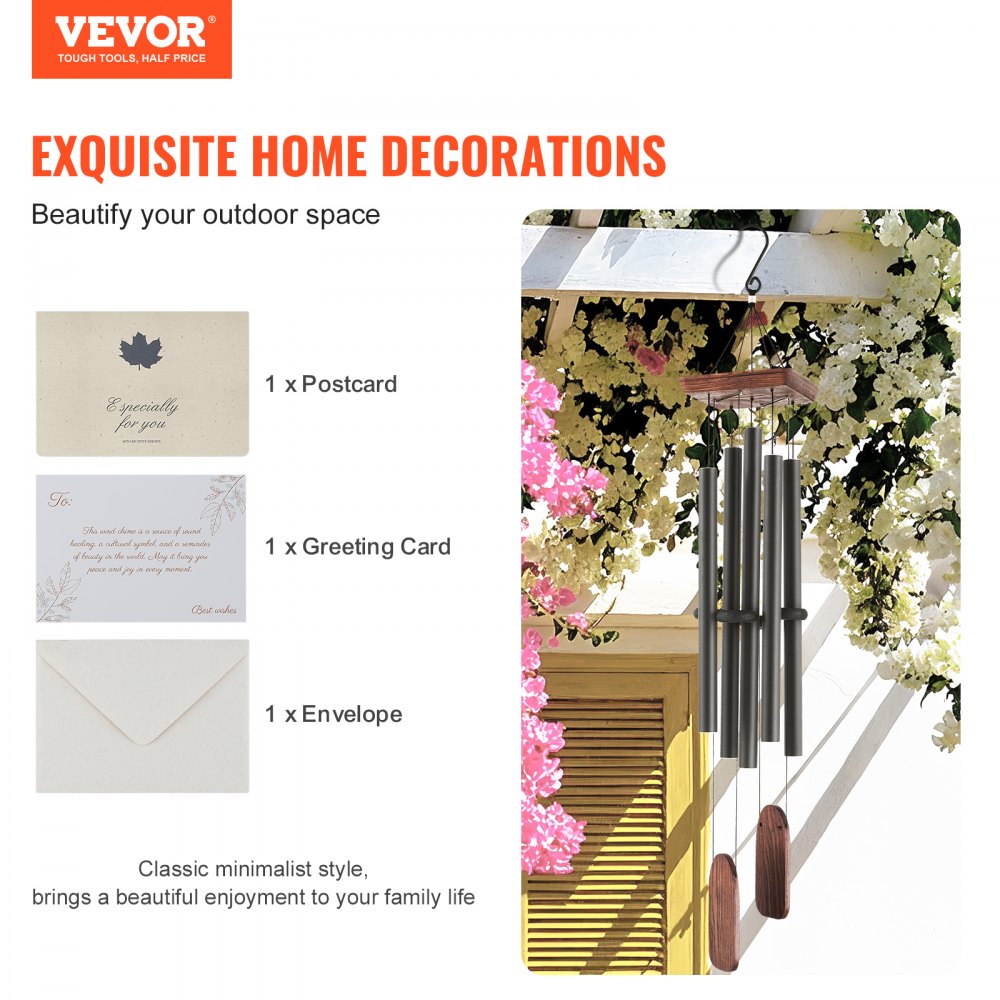 W22080 - 48" Aluminum Wind Chimes | Deep Tone for Garden & Patio