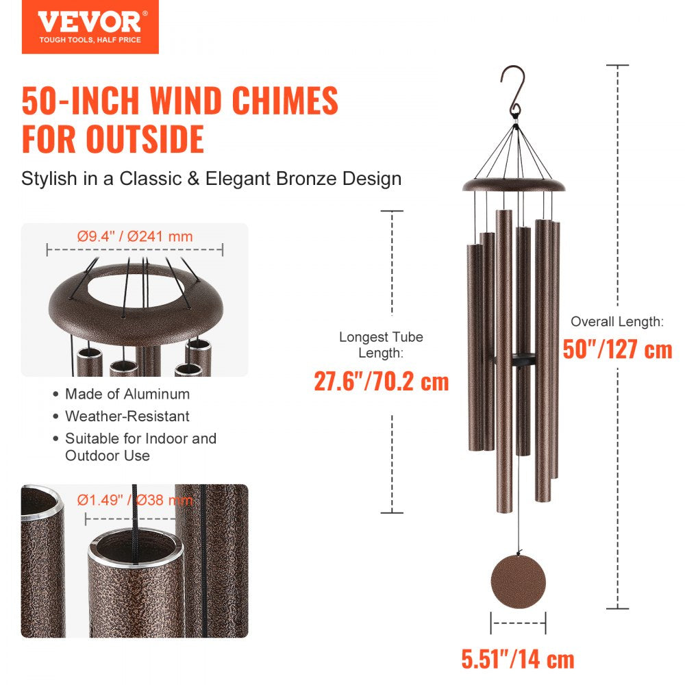 M22087 - 50" Durable Aluminum Wind Chimes for Garden & Home Decor