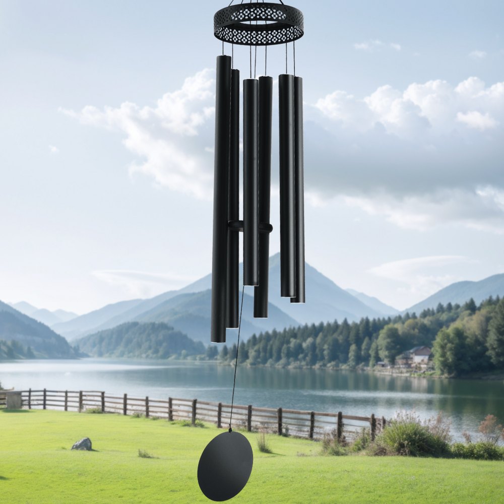 M22091 - 58" Black Aluminum Deep Tone Wind Chimes for Home & Garden