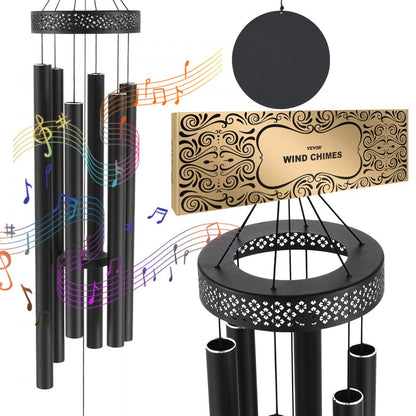 M22091 - 58" Black Aluminum Deep Tone Wind Chimes for Home & Garden