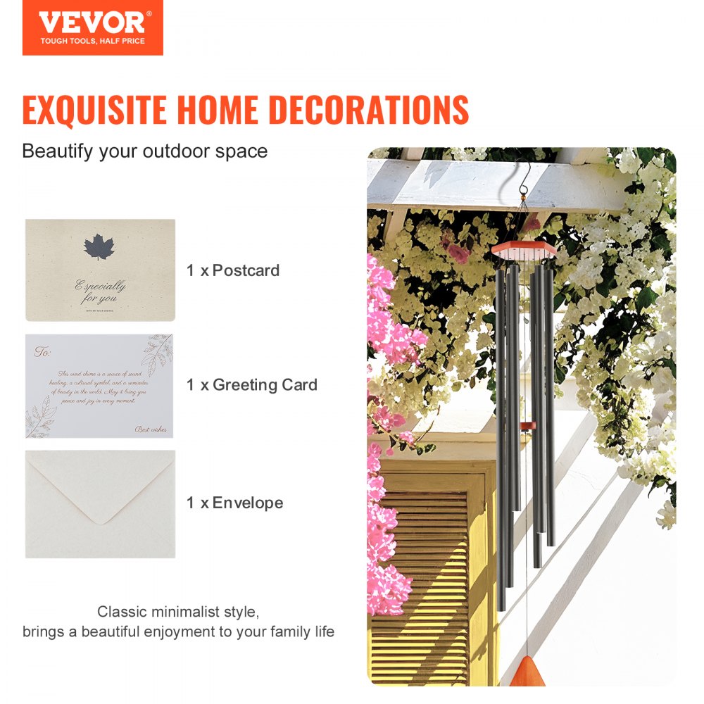 W22081 - 60-Inch Deep Tone Aluminum Wind Chimes for Outdoor Decor