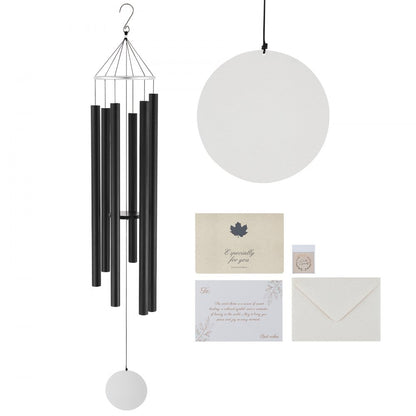 M22092 - 66-Inch Black Metal Deep Tone Wind Chimes with 6 Aluminum Tubes