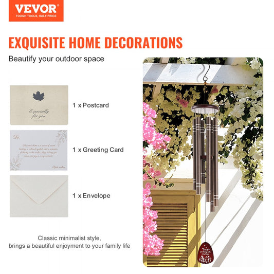 W22079 - 42-Inch Aluminum Deep Tone Wind Chimes for Outdoor Serenity