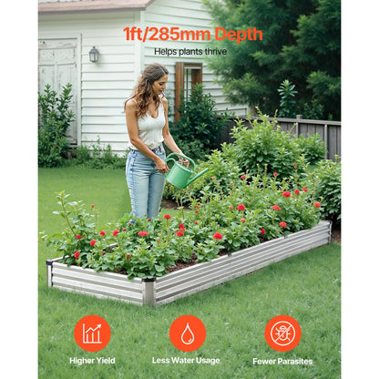 GM66010-360X120X27CM - Durable 12x4 ft Metal Raised Garden Bed for Deep Plants
