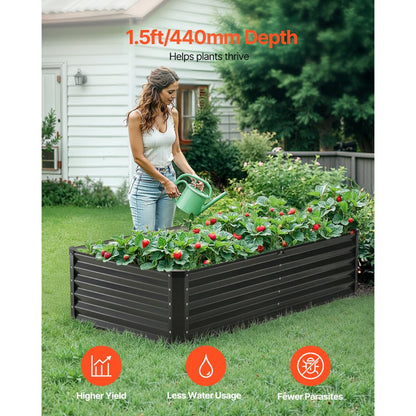 GM66010-180X90X44 - Durable 6x3ft Metal Raised Planter Bed for Deep-Rooted Plants