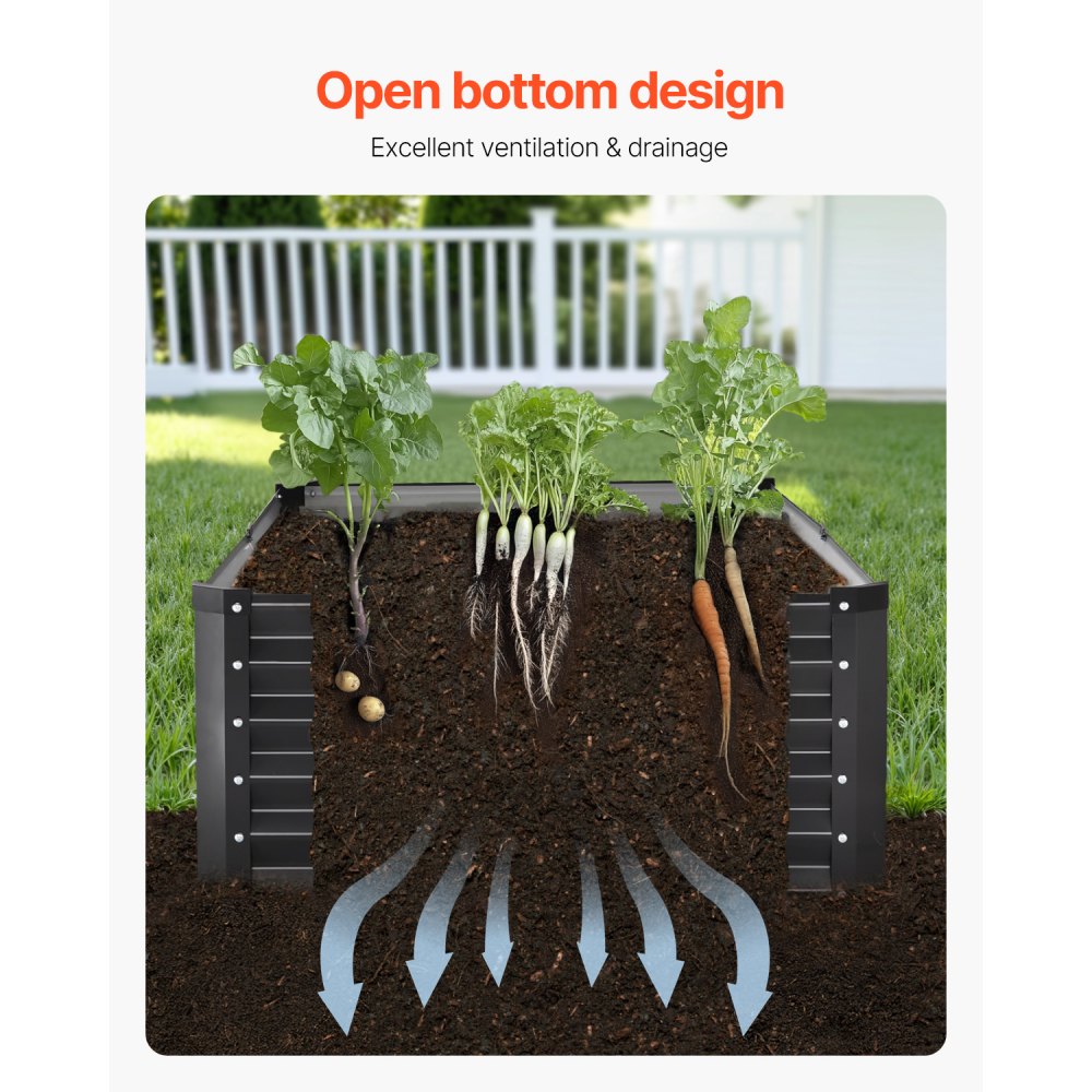 GM66010-180X90X44 - Durable 6x3ft Metal Raised Planter Bed for Deep-Rooted Plants