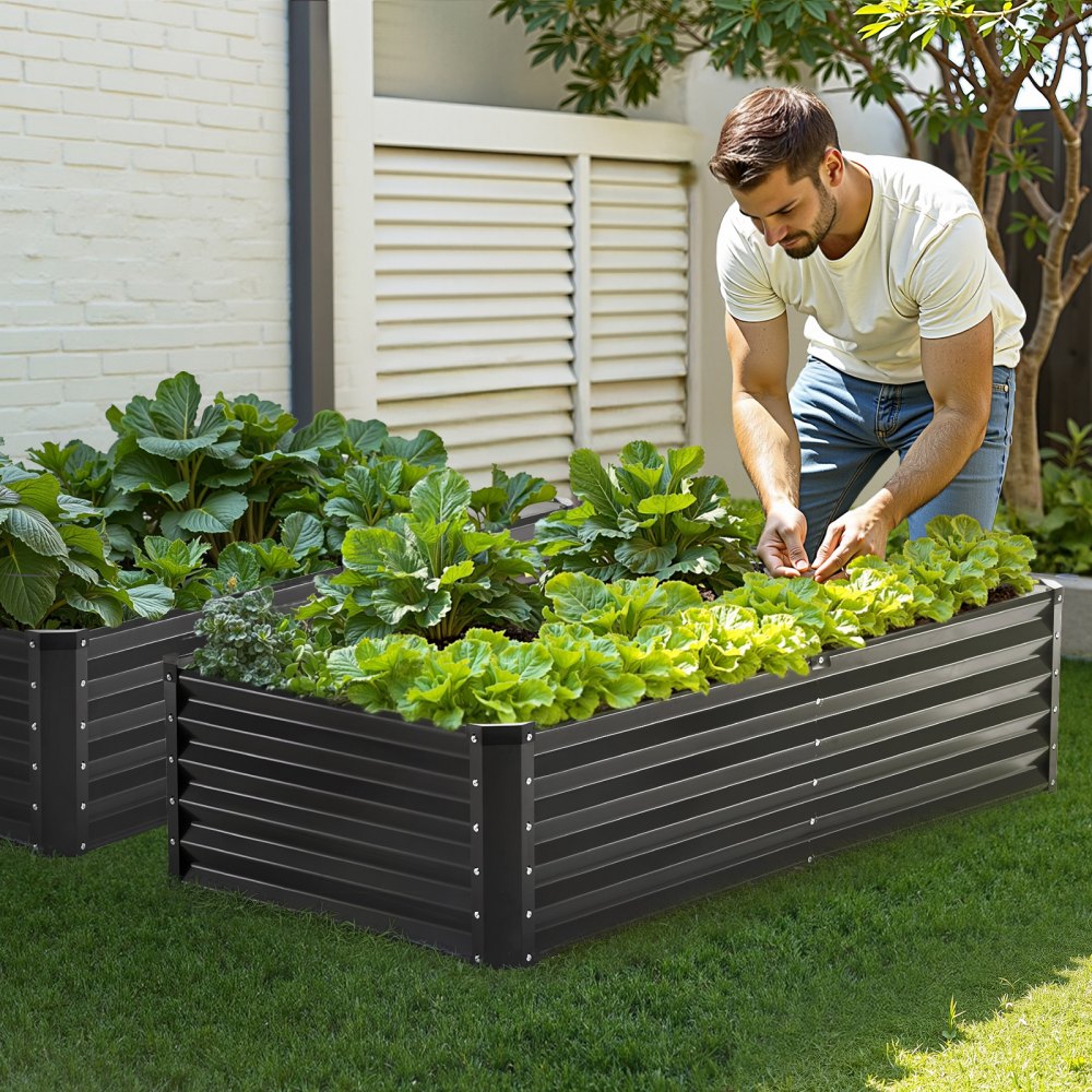 GM66010-180X90X44 - Durable 6x3ft Metal Raised Planter Bed for Deep-Rooted Plants