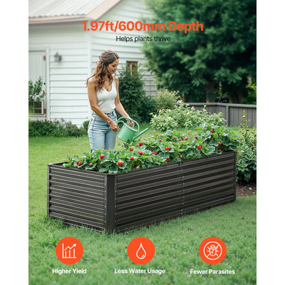 GM66010-180X90X60 - Sturdy 6x3ft Metal Raised Garden Bed for Deep-rooted Plants