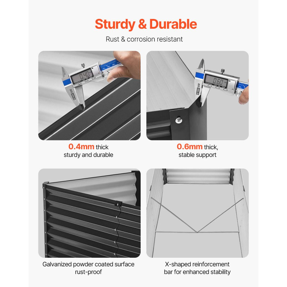 GM66010-180X90X60 - Sturdy 6x3ft Metal Raised Garden Bed for Deep-rooted Plants