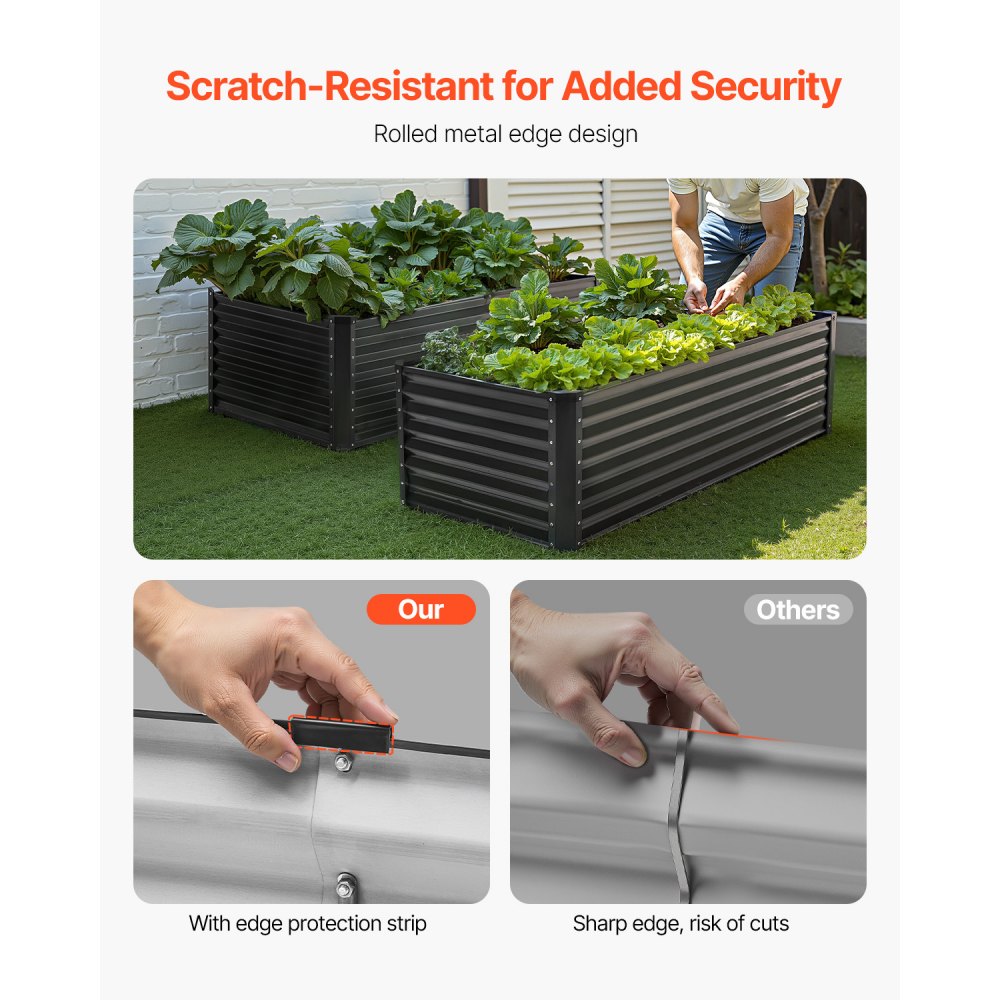 GM66010-180X90X60 - Sturdy 6x3ft Metal Raised Garden Bed for Deep-rooted Plants