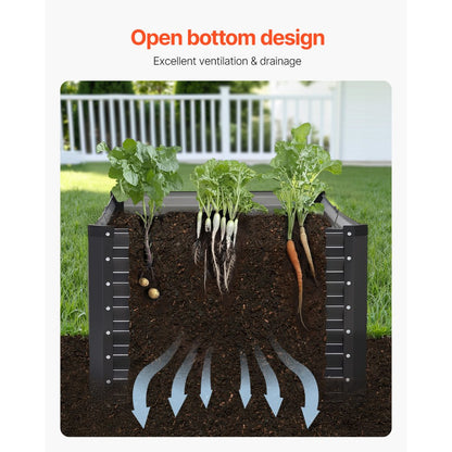 GM66010-180X90X60 - Sturdy 6x3ft Metal Raised Garden Bed for Deep-rooted Plants