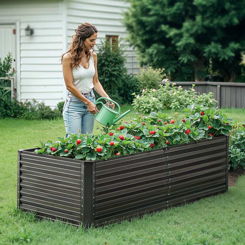 GM66010-180X90X60 - Sturdy 6x3ft Metal Raised Garden Bed for Deep-rooted Plants