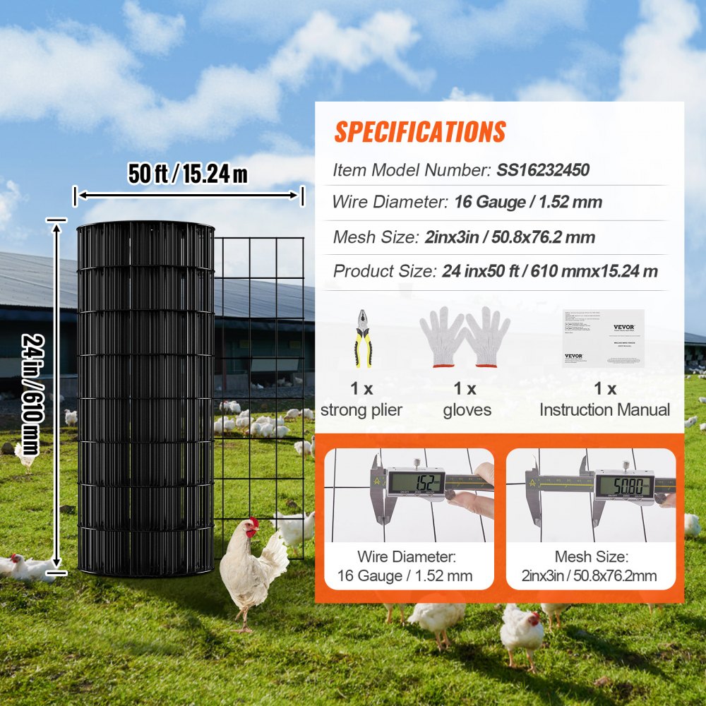 SS16232450 - 24in Galvanized Hardware Cloth for Easy Fencing Installations