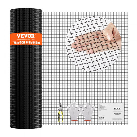 SS1912123650 - 36'' x 50' Black Vinyl Coated Wire Mesh for Fencing