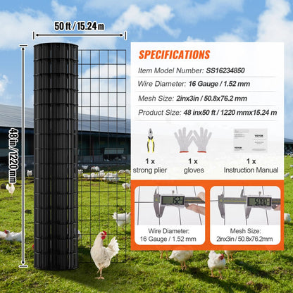 SS16234850 - 48'' Galvanized Wire Mesh for Fencing & Garden Protection