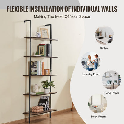 C240257S-01 - 5-Tier Wall-Mounted Metal Shelving Unit for Space Saving