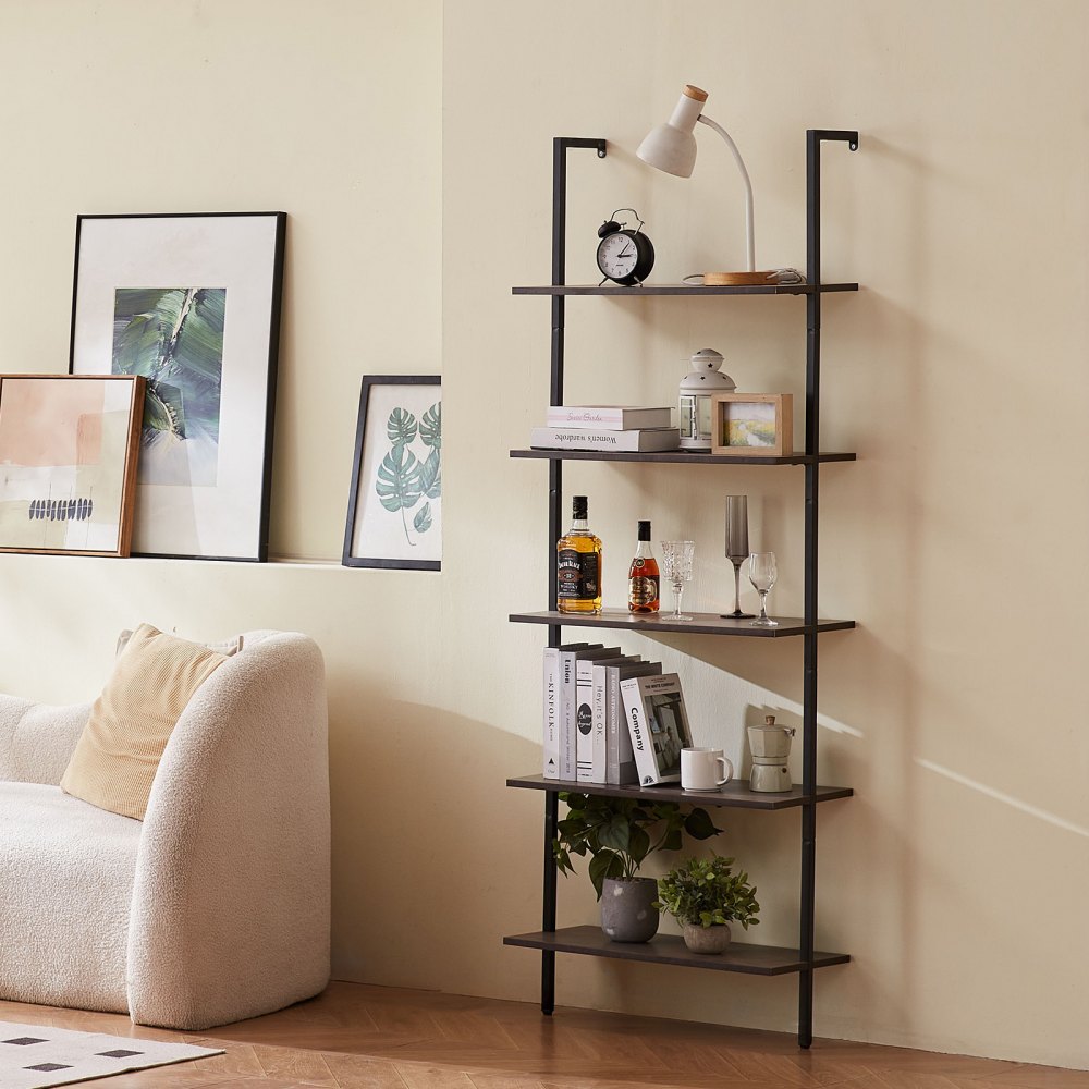 C240258S-01 - 5-Tier Wall-Mount Metal Shelf, 24x11.8in, Durable Steel