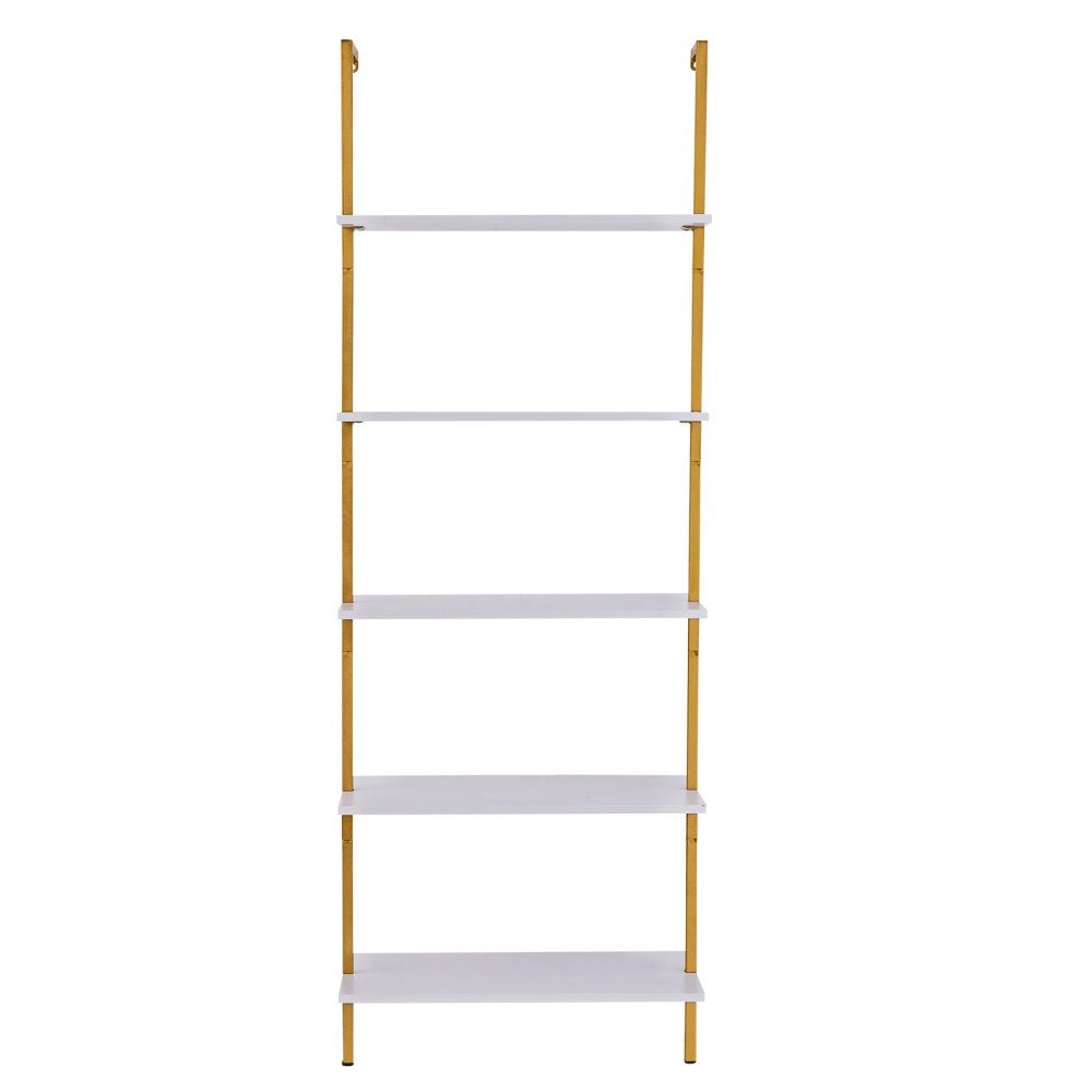 C240258S-02 - 5-Tier Industrial Pipe Shelf, 24x11.8in, Gold & White