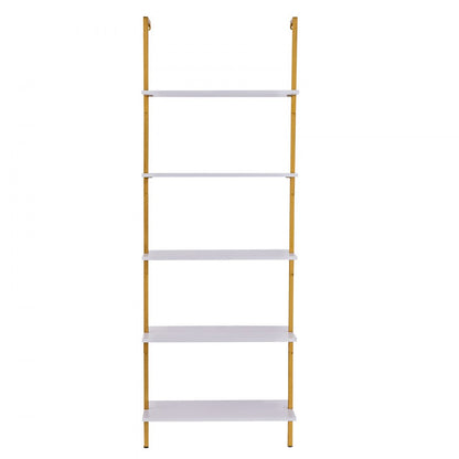 C240258S-02 - 5-Tier Industrial Pipe Shelf, 24x11.8in, Gold & White