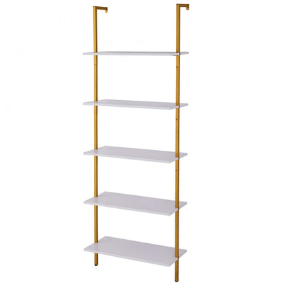 C240258S-02 - 5-Tier Industrial Pipe Shelf, 24x11.8in, Gold & White