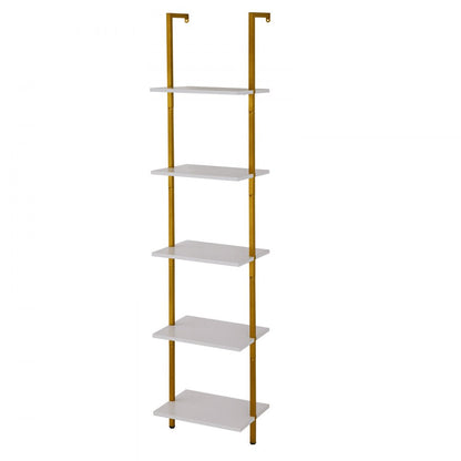C240256S-02 - 5-Tier Wall-Mount Metal Pipe Shelf with Hooks