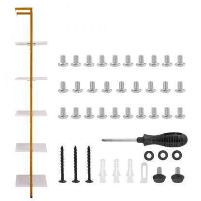 C240256S-02 - 5-Tier Wall-Mount Metal Pipe Shelf with Hooks