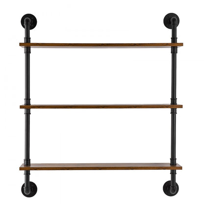 WPSR-XM009 - Wall-Mounted 3-Tier Steel Pipe Shelf 32"x7.87"