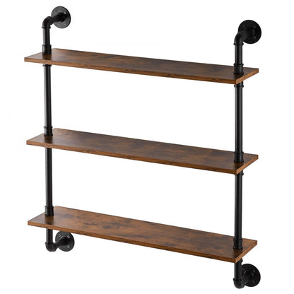 WPSR-XM009 - Wall-Mounted 3-Tier Steel Pipe Shelf 32"x7.87"