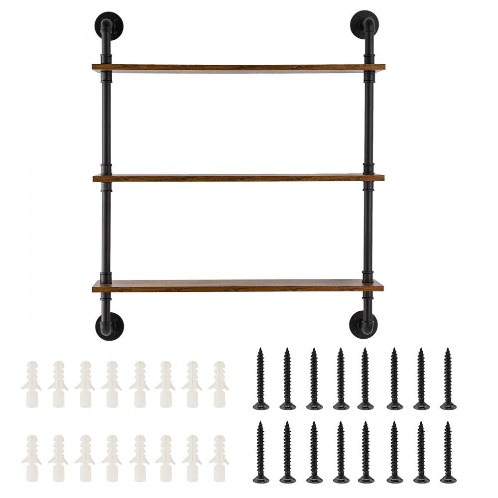 WPSR-XM009 - Wall-Mounted 3-Tier Steel Pipe Shelf 32"x7.87"