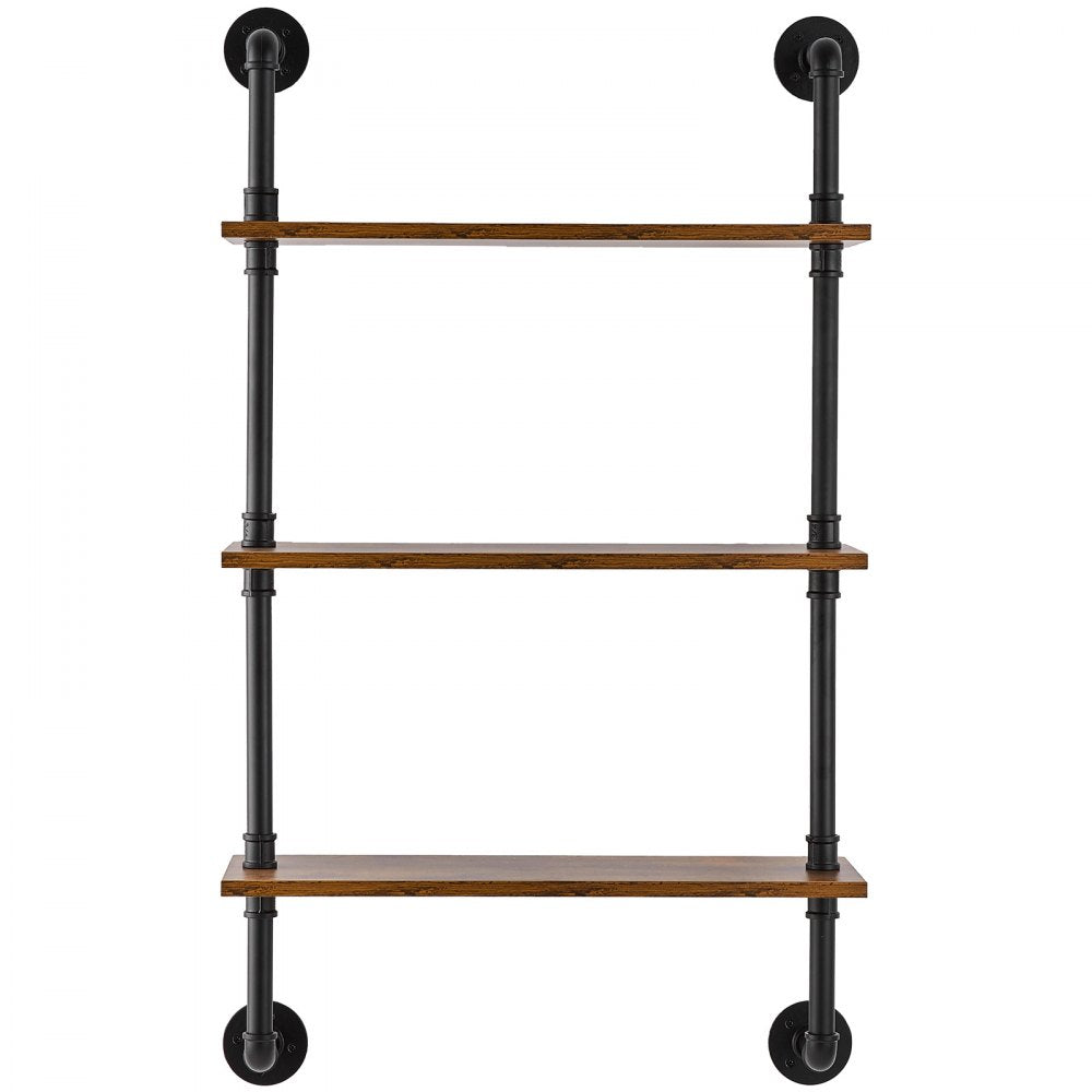 WPSR-XM008 - Durable 3-Tier Metal Pipe Shelf, 24x7.87in, Wall-Mounted