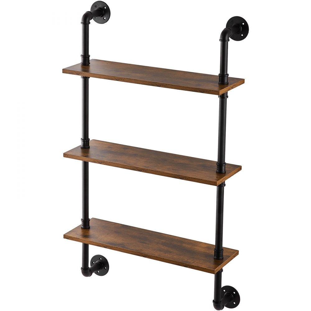 WPSR-XM008 - Durable 3-Tier Metal Pipe Shelf, 24x7.87in, Wall-Mounted