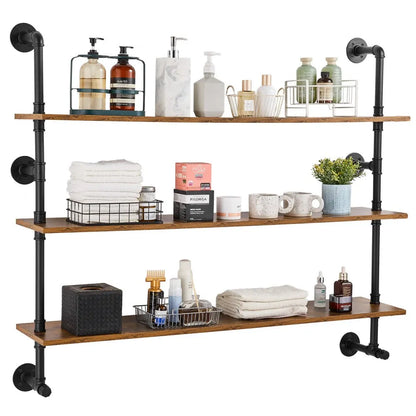 WPSR-XM012 - 48" Wall-Mounted Industrial Pipe Shelf with Extra Storage Rods