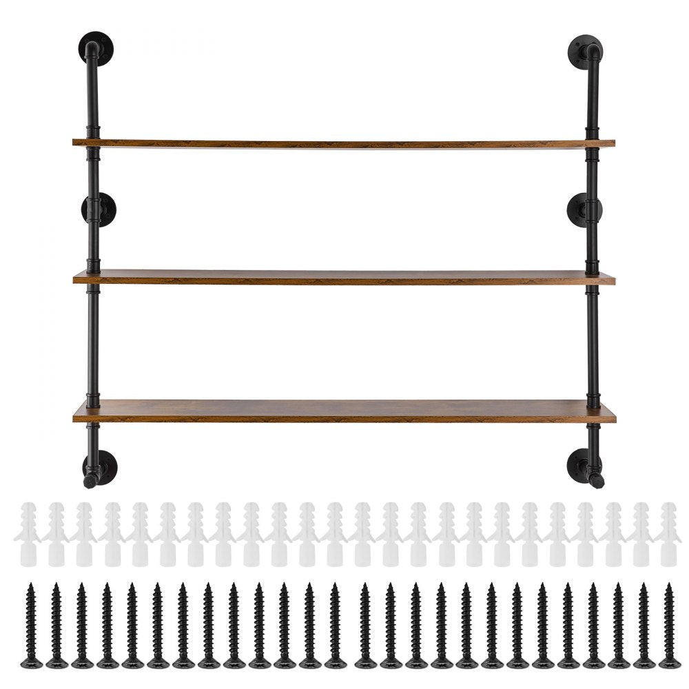 WPSR-XM012 - 48" Wall-Mounted Industrial Pipe Shelf with Extra Storage Rods