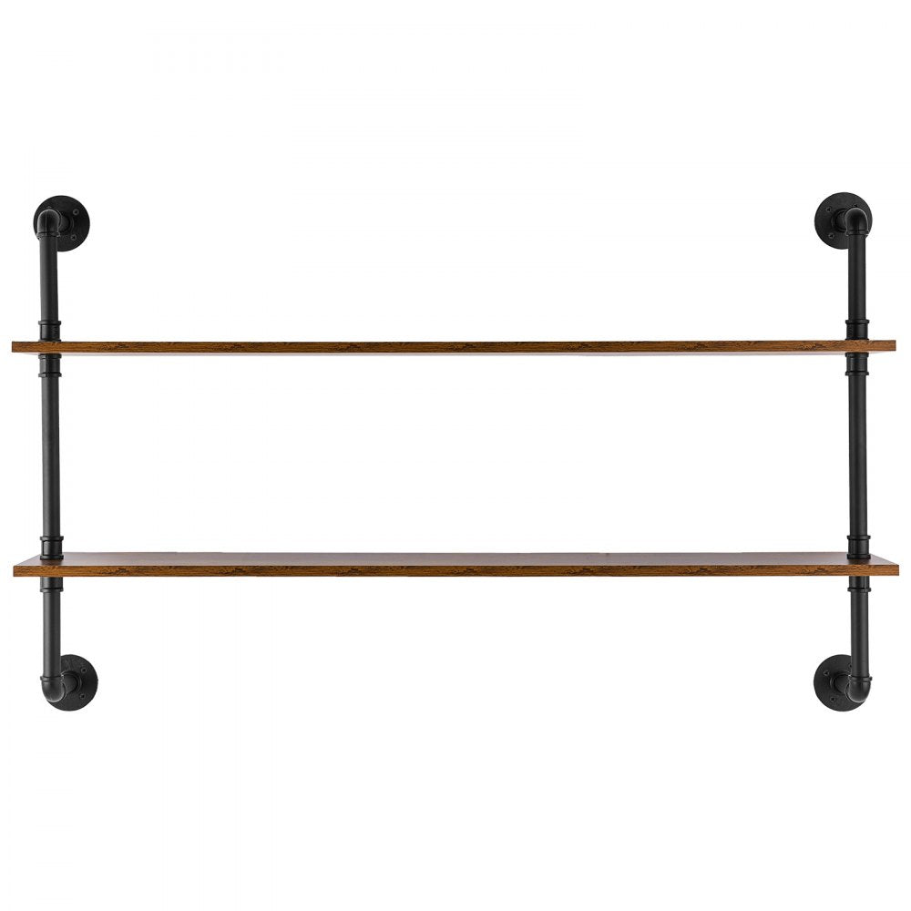 WPSR-XM007 - Wall-Mounted Metal Pipe Shelf 48x9.84in with Hooks