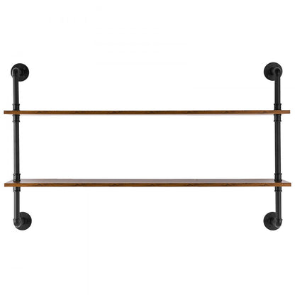 WPSR-XM007 - Wall-Mounted Metal Pipe Shelf 48x9.84in with Hooks