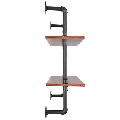 WPSR-XM007 - Wall-Mounted Metal Pipe Shelf 48x9.84in with Hooks