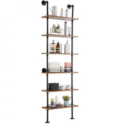 WPSR-XM014 - 6-Tier Wall-Mounted Pipe Shelf, 24"x9.84", Rust Resistant