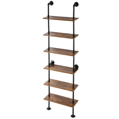 WPSR-XM014 - 6-Tier Wall-Mounted Pipe Shelf, 24"x9.84", Rust Resistant