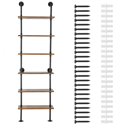 WPSR-XM014 - 6-Tier Wall-Mounted Pipe Shelf, 24"x9.84", Rust Resistant
