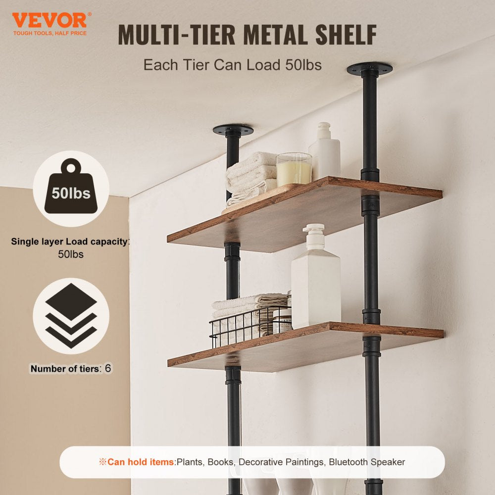 WPSR-XM013 - 5-Tier Wall-Mount Pipe Shelf, Durable Steel 24x9.84in