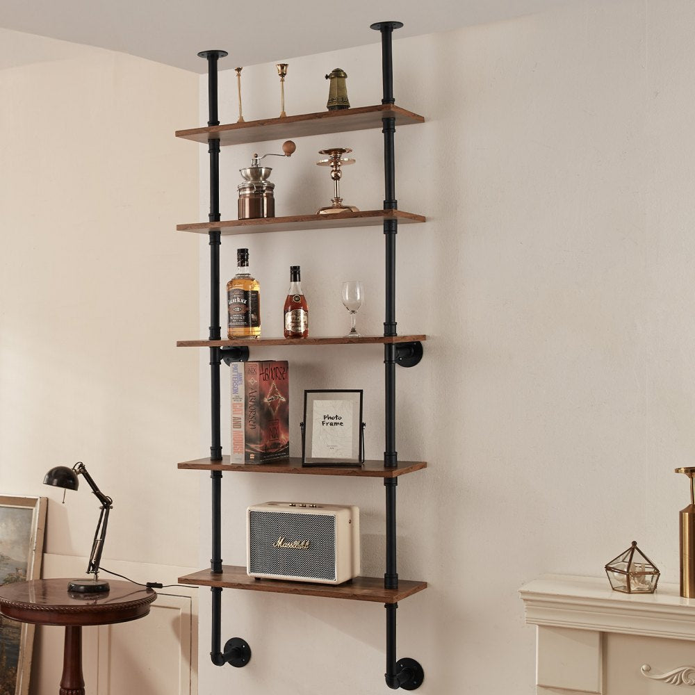 WPSR-XM013 - 5-Tier Wall-Mount Pipe Shelf, Durable Steel 24x9.84in