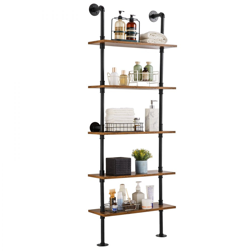 WPSR-XM013 - 5-Tier Wall-Mount Pipe Shelf, Durable Steel 24x9.84in
