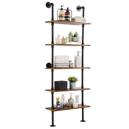 WPSR-XM013 - 5-Tier Wall-Mount Pipe Shelf, Durable Steel 24x9.84in