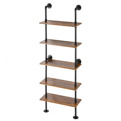 WPSR-XM013 - 5-Tier Wall-Mount Pipe Shelf, Durable Steel 24x9.84in