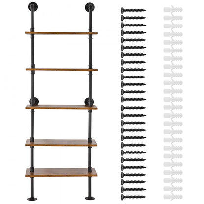 WPSR-XM013 - 5-Tier Wall-Mount Pipe Shelf, Durable Steel 24x9.84in