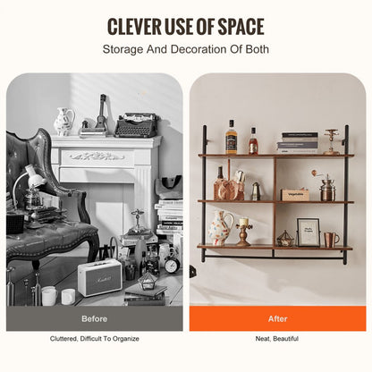 WPSR-XM011 - 3-Tier Metal Wall Shelf, 41.5" x 9.84", Rust-Resistant Design